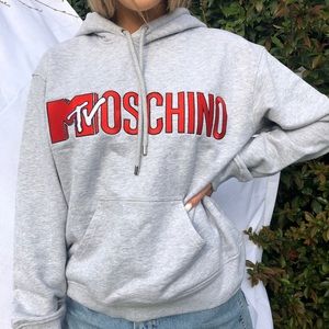 Moschino for Hu0026M | Tops | Mtv Hm Moschino Gray Hoodie Sweatshirt S |  Poshmark